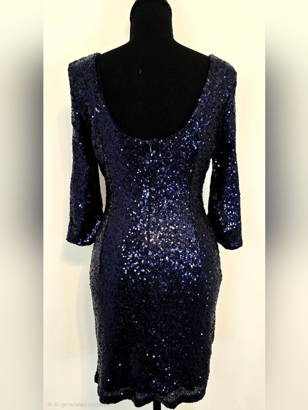 Lulus Navy Sequin Cocktail Dress Bell Sleeve Bodycon Holiday Party Glam Sexy - Picture 5 of 7